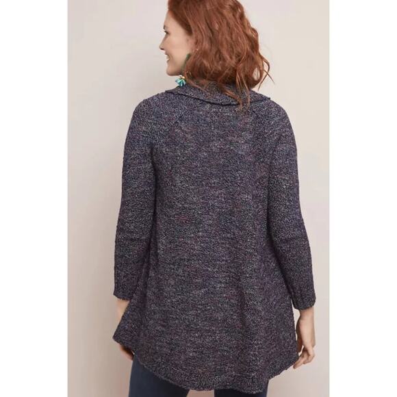 Anthropologie Rosie Neira Cardigan SP Blue Marled Open Oversized Small Petite - Picture 2 of 7